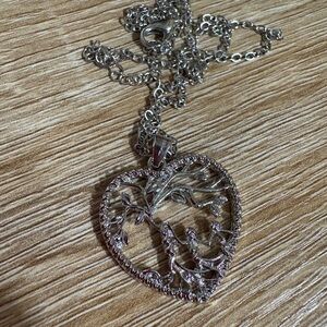 Tree of Life Silver Heart Pendant Necklace